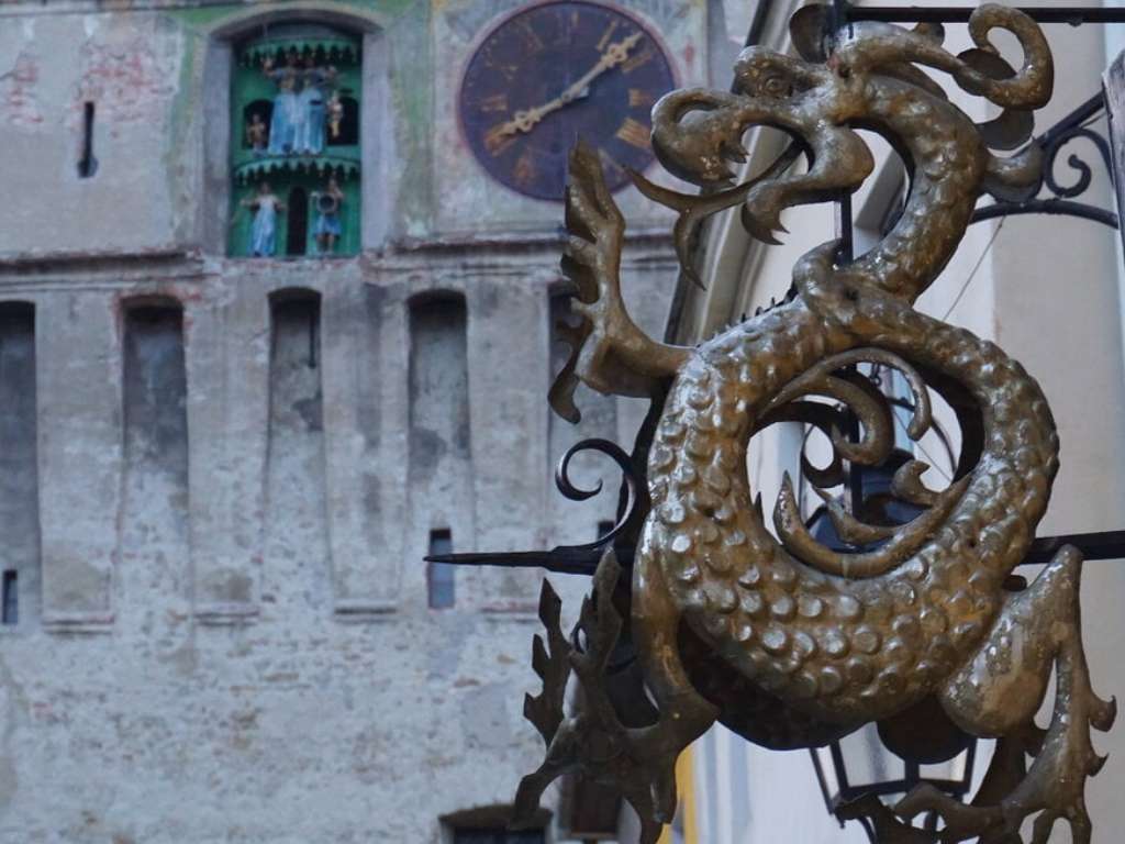 historic sites in romania sighisoara clock tower close up