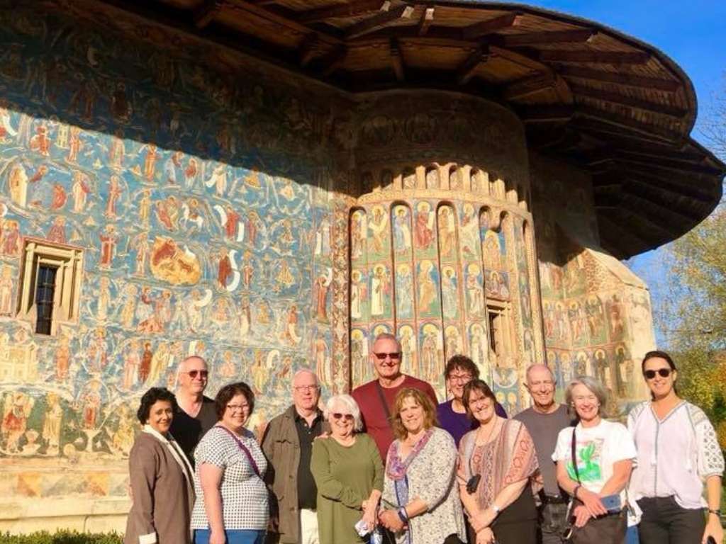 group tour pic outside bucovina monastery