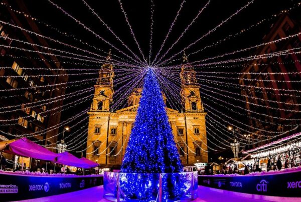 budapest christmas market ice rink with christmas tree european winter destinations
