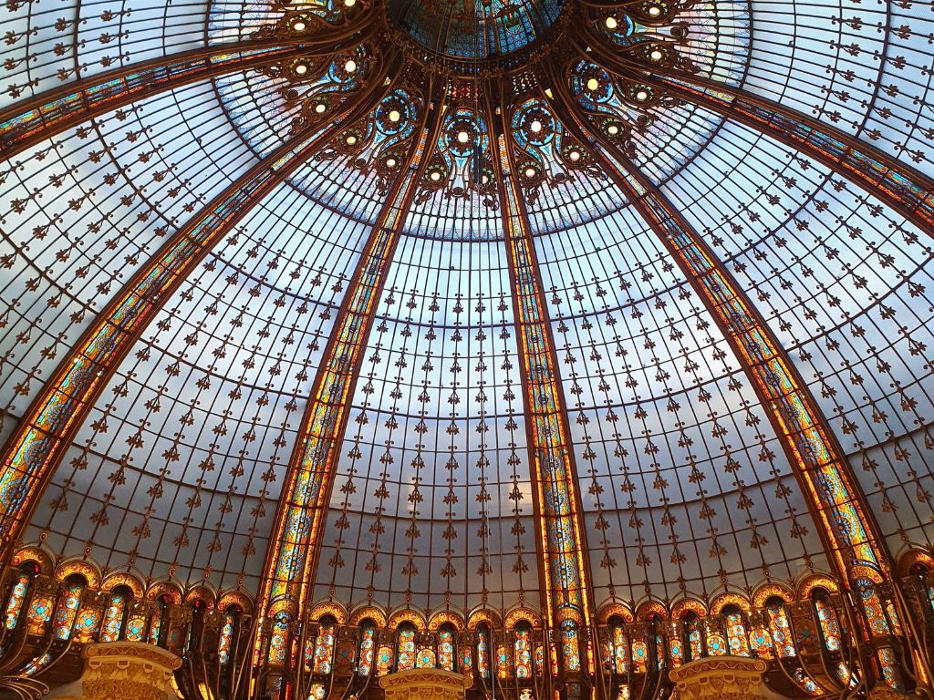 top paris sites interior of galeries lafayette stained glass dome