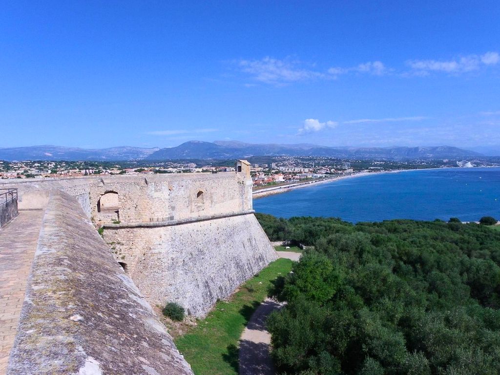 view of sea of french riviera from fort carre in antibes