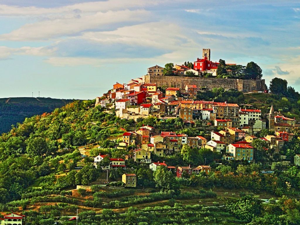 view of Istria hill top town Motovun in Croatia