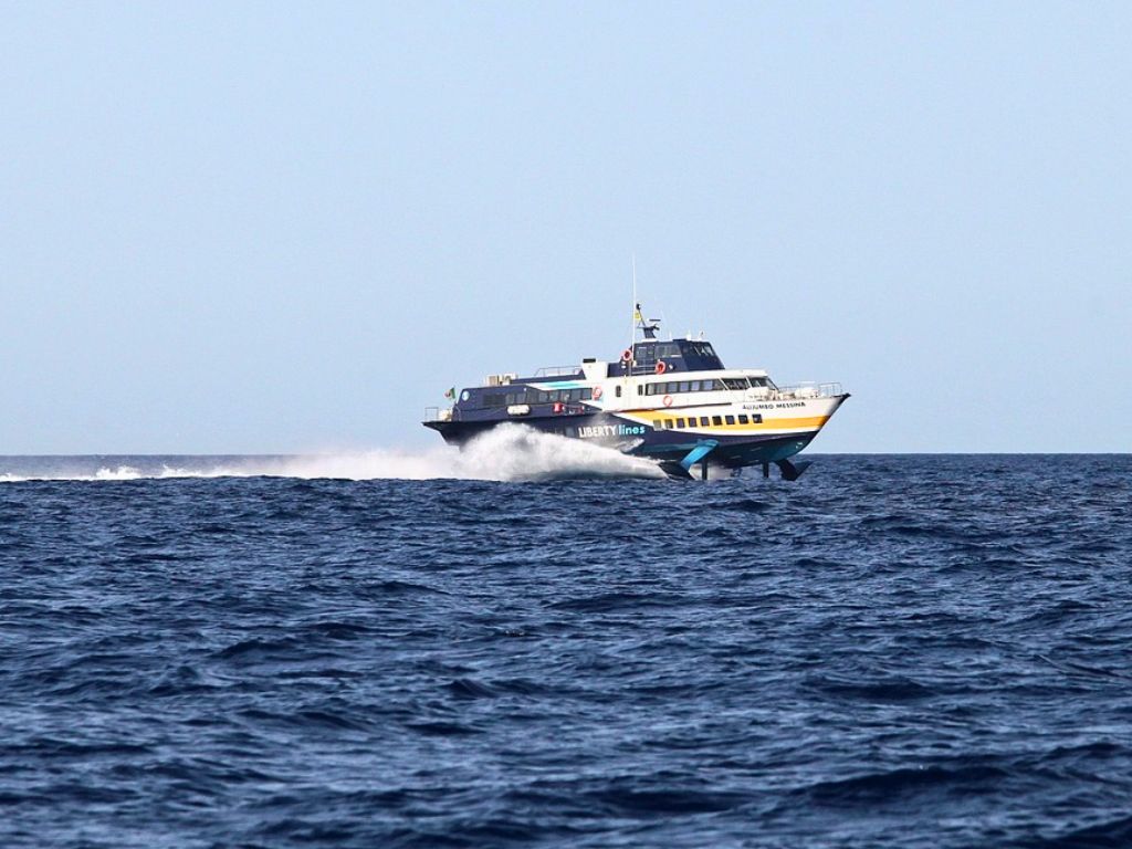 liberty lines aeolian islands hydrofoil on the water 