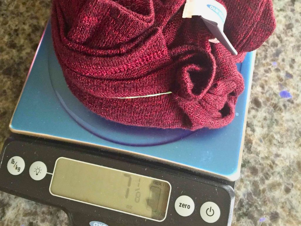 weighing clothes on kitchen scales